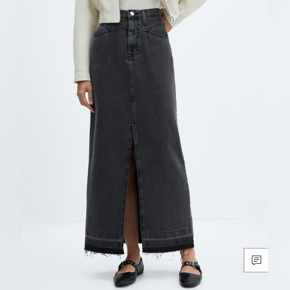 Mango Charcoal Denim Skirt